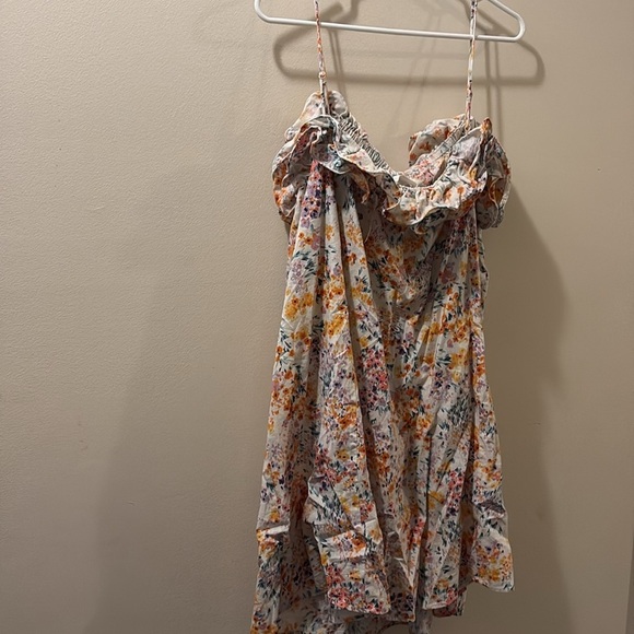 H&M Multicolor Floral shift Dress - size large- linen/ cotton blend - Picture 6 of 7